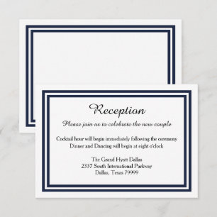 Double Navy Trim - Reception Invition Invitation