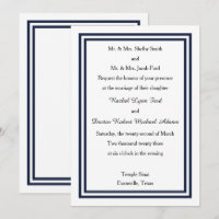 Double Navy Trim - Wedding Invitation