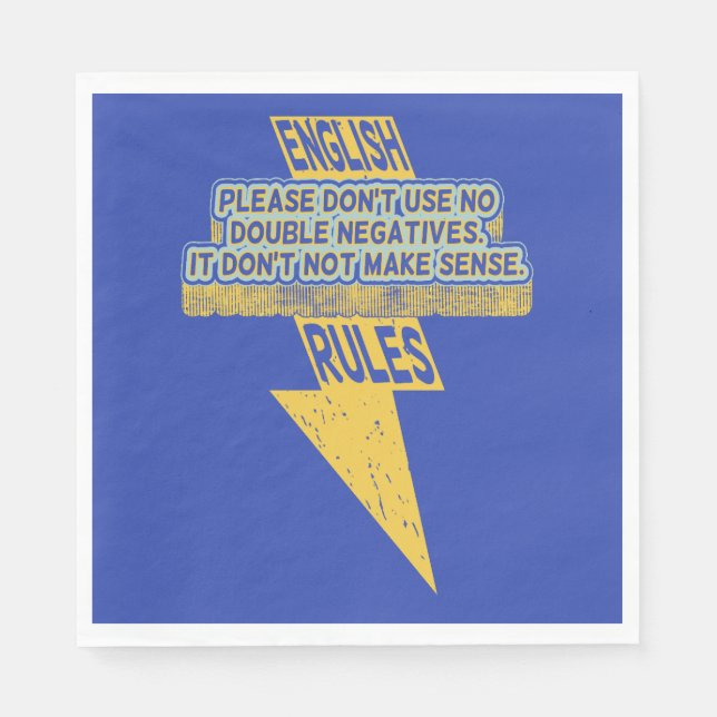 Double negative English language literacy Napkin (Front)