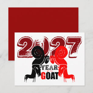 Double Odd Goat Chinese Year Zodiac 2027 PostC H Holiday Postcard