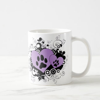 Double Paw Valentine Hearts - Purple Coffee Mug