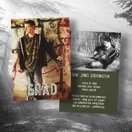 Double Photo Boy Sons Graduation Party Invitation