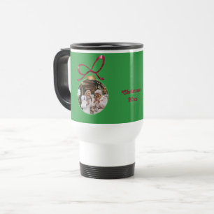 Double Photo Christmas Year Ornament Travel Mug