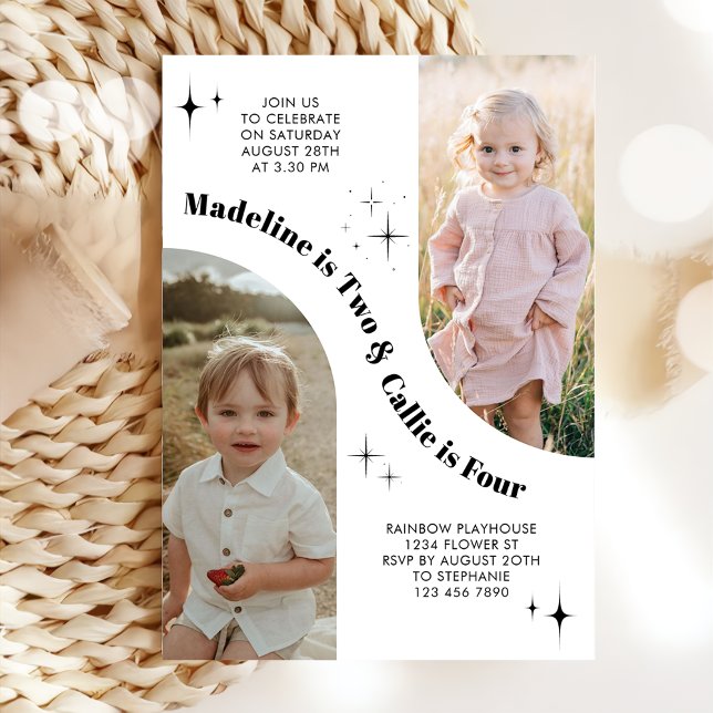 Double Photo Joint Arch Invitation Anniversaire (Créateur téléchargé)