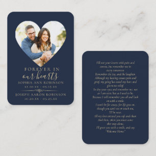 Double Photo Memorial Funeral Heart Prayer Card