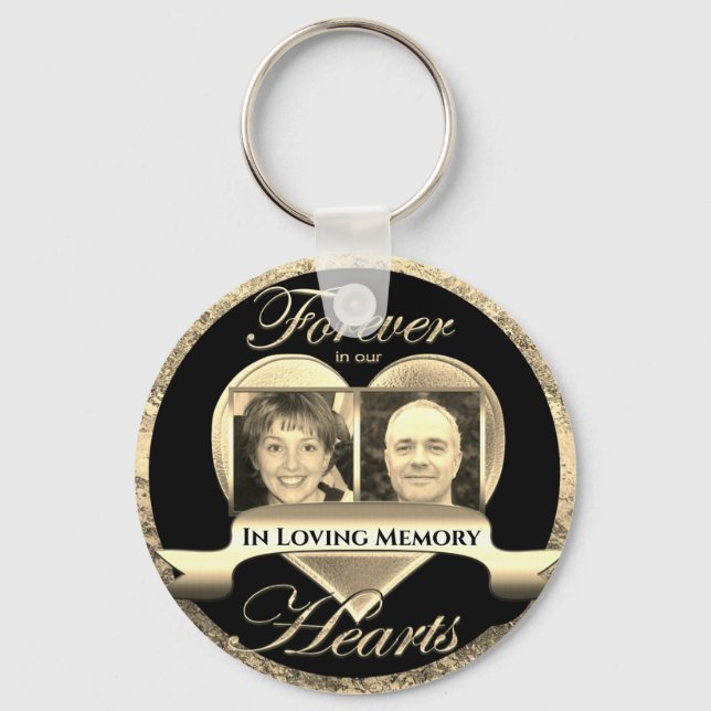 Double Photo Memorial in Loving Memory Keychain (Front)