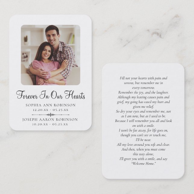 Double Photo Modern Memorial Funeral Prayer Card (Front/Back)