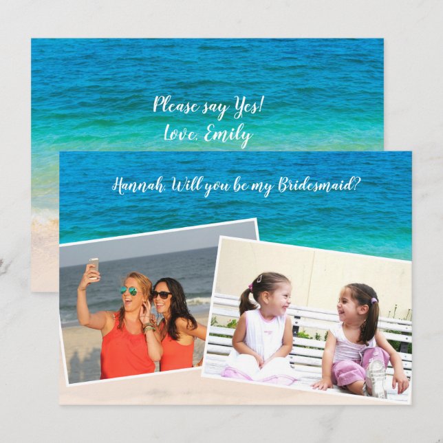 Double Photo Will You Be My Bridesmaid Card (Front/Back)