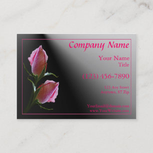 Double Pink Rose Black Profile Card