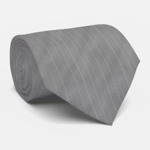 Double Pinstriped   Med. Grey Tie