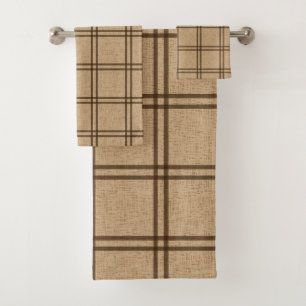 Double Plaid Pattern Bath Towel Set