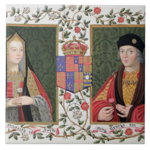 Double portrait of Elizabeth of York (1465-1503) a Tile