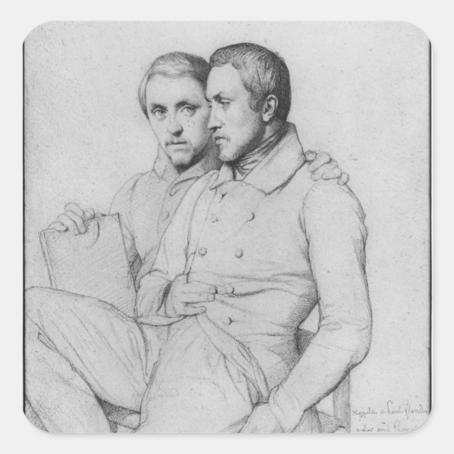 Double portrait of Hippolyte and Paul Flandrin Square Sticker (Front)