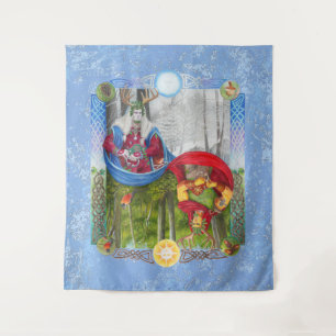 Double Portrait of the Holly King and Oak King Tapestry