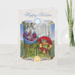 Double Portrait of the Oak King and Holly King Holiday Card