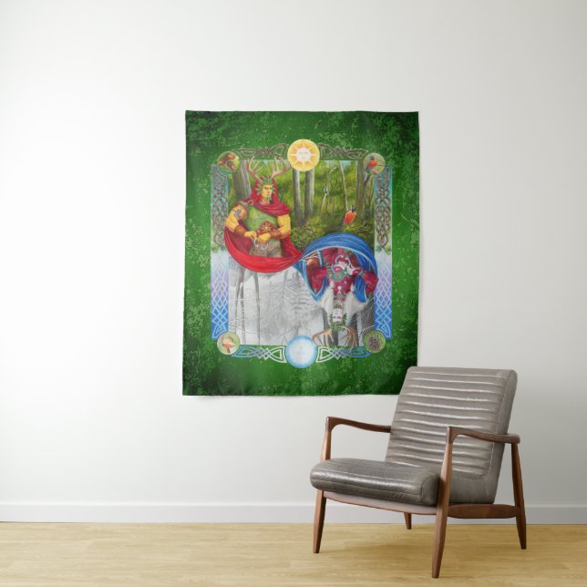 Double Portrait of the Oak King and Holly King Tapestry (In Situ)