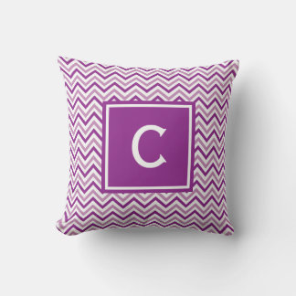 Double Purple Chevron Monogram Throw Pillow