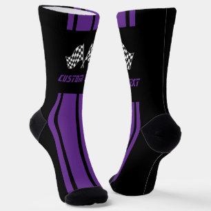 Double Purple Stripe Racing Flags Socks