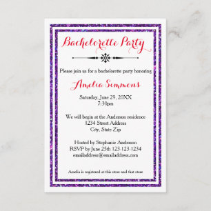 Double Purple Trim - 3x5 Bachelorette Invitation