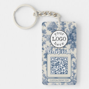 Double QR Code pour Business Elegant Blue Toile