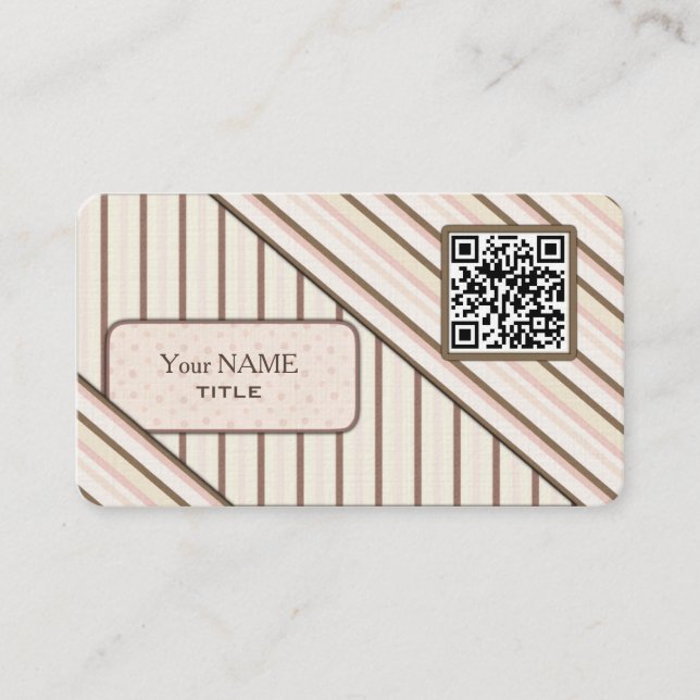 Double QR Code Retro Pink Business Card (Front)