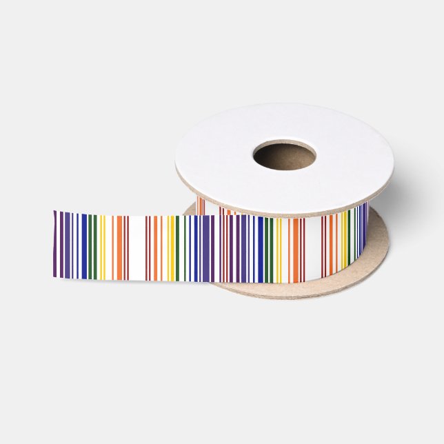 Double Rainbow Barcode Satin Ribbon (Spool)