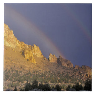 Double rainbow over a rock formation near Smith Tile