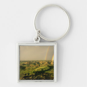 Double Rainbow over Painted Canyon in Theodore Keychain