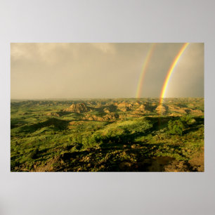 Double Rainbow over Painted Canyon in Theodore Poster