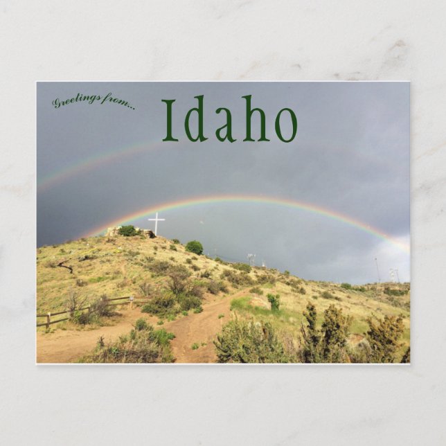 Double Rainbow Over Table Rock Boise Idaho Postcard (Front)