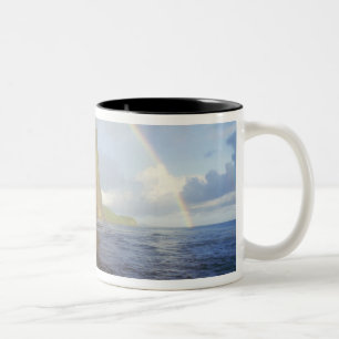 Double rainbow over the cliffs of the North Two-Tone Coffee Mug