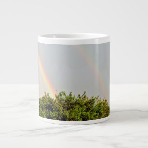 Double Rainbow Photo with sky and trees Large Coffee Mug