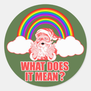Double Rainbow Santa Claus Classic Round Sticker