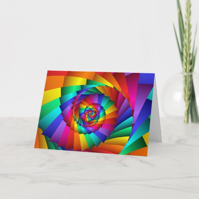 Double Rainbow Spiral Greeting Card (Front)