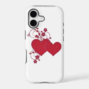 Double Red Hearts & Glitter Design Valentine's Day
