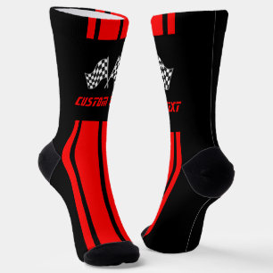 Double Red Stripe Racing Flags Socks
