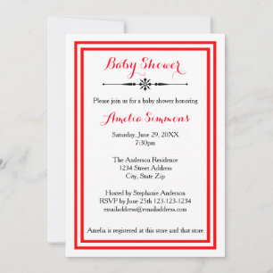 Double Red Trim - Baby Shower Invitation