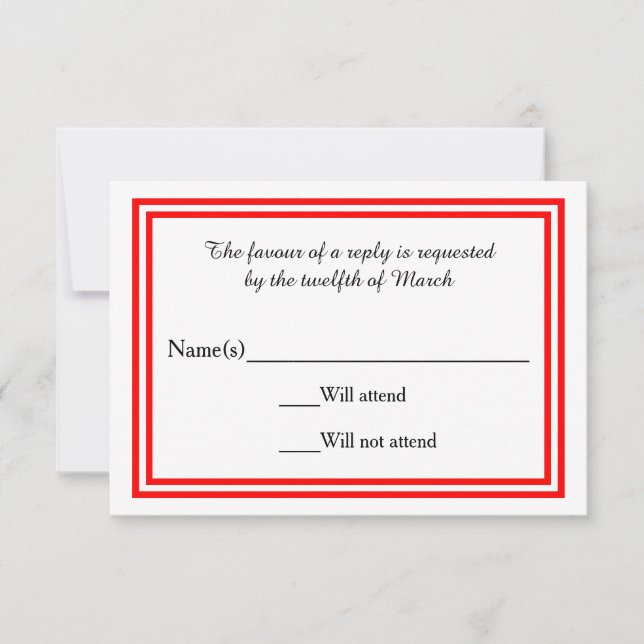 Double Red Trim - RSVP Card (Front)