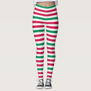 Double Red With Green Stripes Leggings