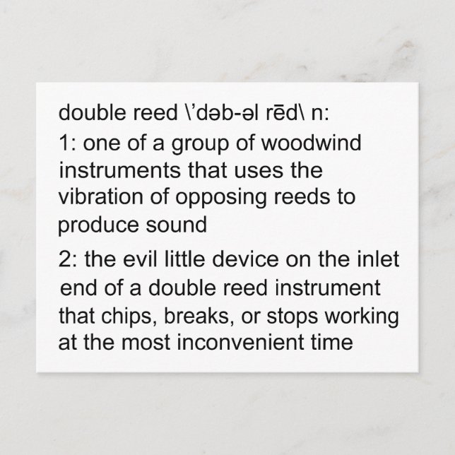 Double Reed Definition Postcard (Front)