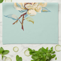 Double Rose Robin's Egg Blue Kitchen Towel