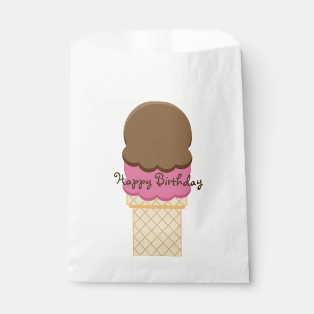 Double Scoop Ice Cream Cone Birthday Favour Bags (Front)