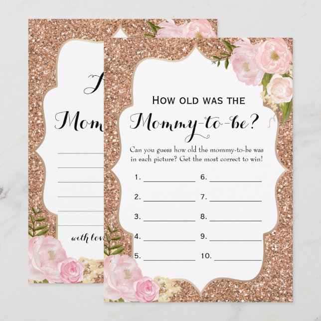 Double Side- 2 Baby Shower Games- How Old | Advice Invitation (Front/Back)