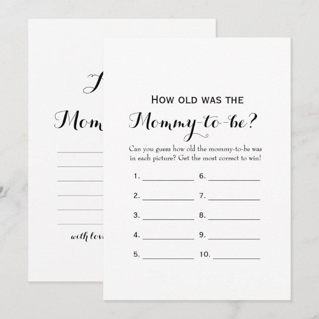Double Side- 2 Baby Shower Games- How Old | Advice Invitation (Front/Back)