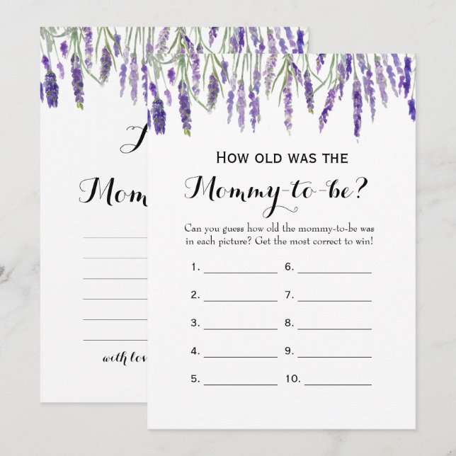 Double Side- 2 Baby Shower Games- How Old | Advice Invitation (Front/Back)