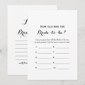 Double Side- 2 Bridal Shower Game-How Old | Advice Invitation