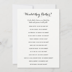 Double Side Bridal Shower Games- Groom Say  Rather