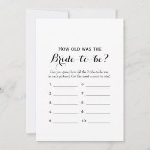 Double Side - Bridal Shower Games How Old   Advice Card