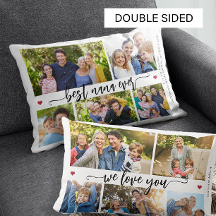 Double sided 10 photo collage best nana ever lumbar pillow