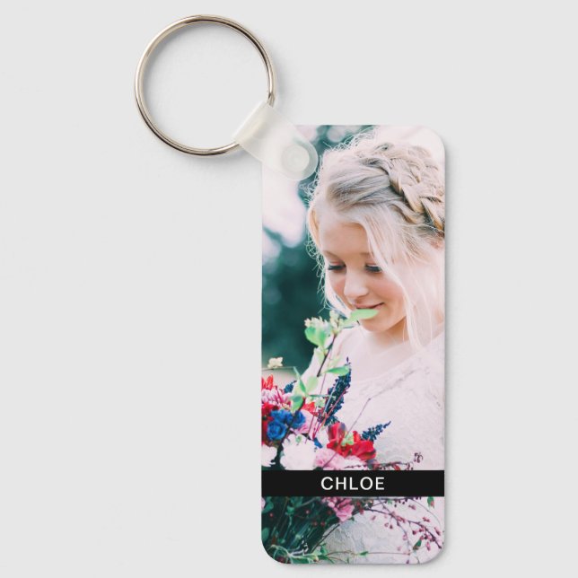 Double Sided 2 Photo & Name Metal Keychain (Front)
